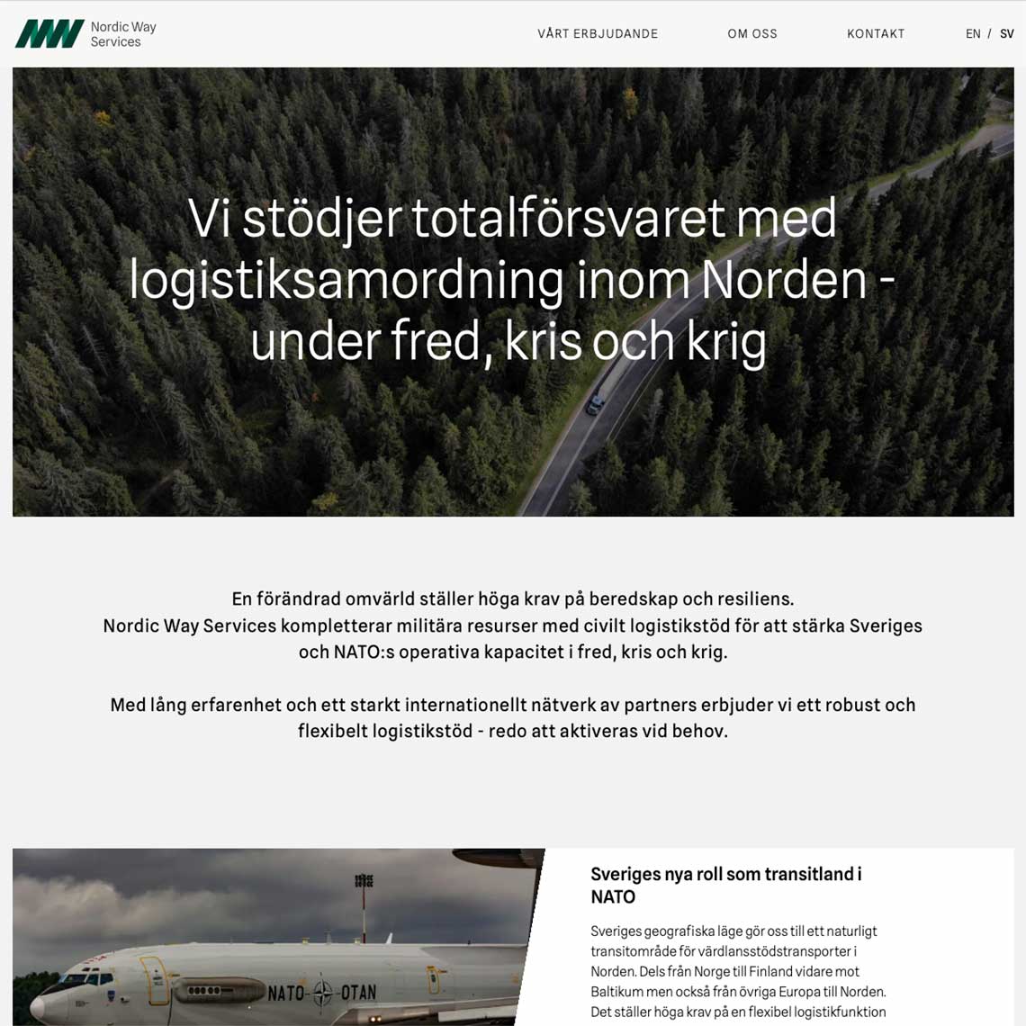 Nordic Way Services - bild på webbplatsens startsida